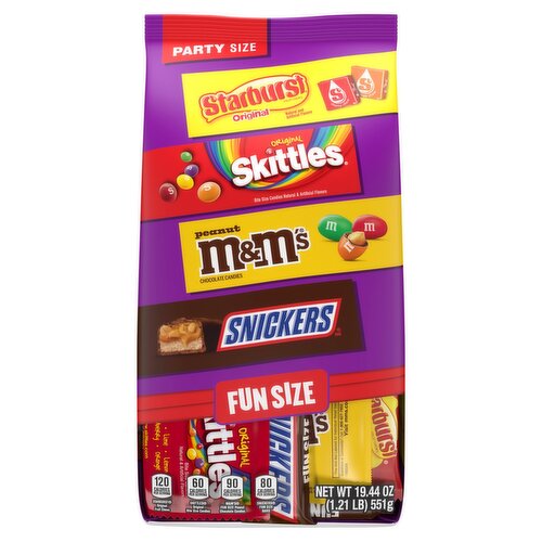 Starburst/Skittles/M&M's/Snickers Candies Fun Size Party Size, 19.44 oz