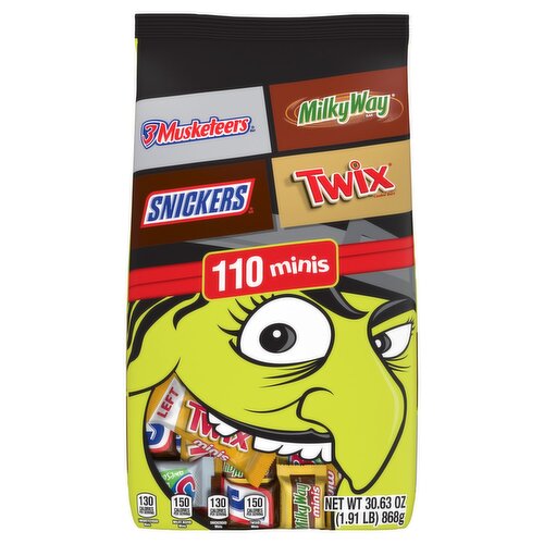 Mars Variety Bag 3 Musketeers, Milky Way, Snickers and Twix Candies Minis, 110 count, 30.63 oz
