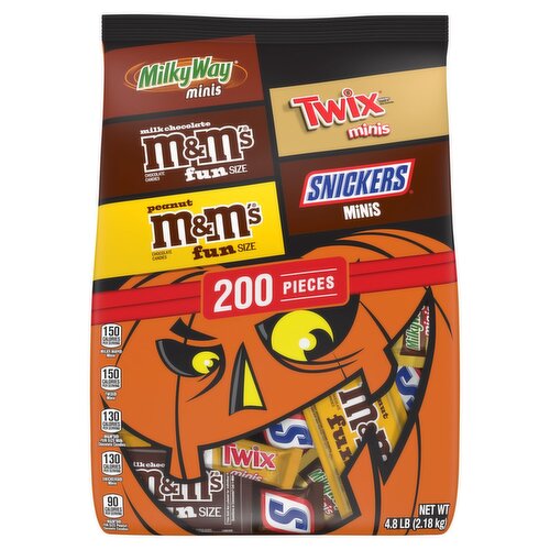 Mars Variety Bag Milky Way, M&M's, Twix and Snickers Candies, 200 count, 4.8 lb