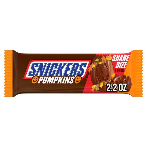 Snickers Pumpkins Candy Bars Share Size, 2 count, 2.2 oz