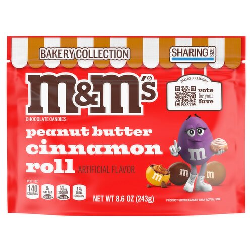 M&M's Bakery Collection Peanut Butter Cinnamon Roll Chocolate Candies Sharing Size, 8.6 oz