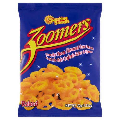 Sunshine Snacks Zoomers Baked Crunchy Cheese Flavoured Corn Snack, 1.13 oz