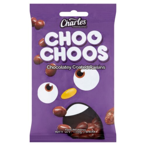 Charles Choo Choos Chocolatey Coated Raisins Chocolates, 3.5 oz