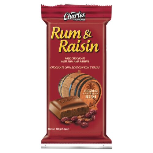 Charles Milk Chocolate with Rum and Raisins, 1.52 oz