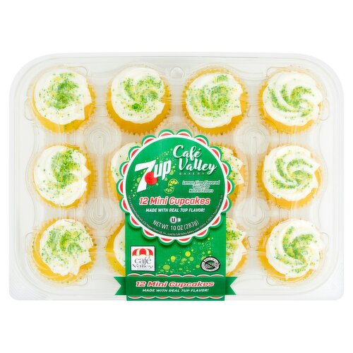 Café Valley Bakery 7UP Lemon Lime Flavored Mini Cupcakes, 12 count, 10 oz