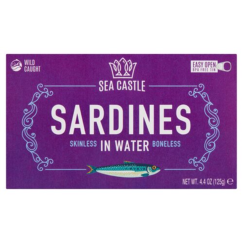 Sea Castle Wild Caught Skinless Boneless Sardines in Water, 4.4 oz