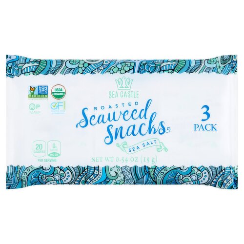 Sea Castle Roasted Sea Salt Seaweed Snacks, 3 count, 0.54 oz