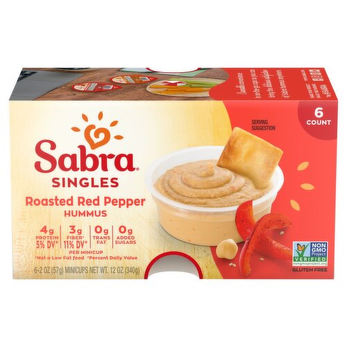 Sabra Singles Roasted Red Pepper Hummus, 2 oz, 6 count