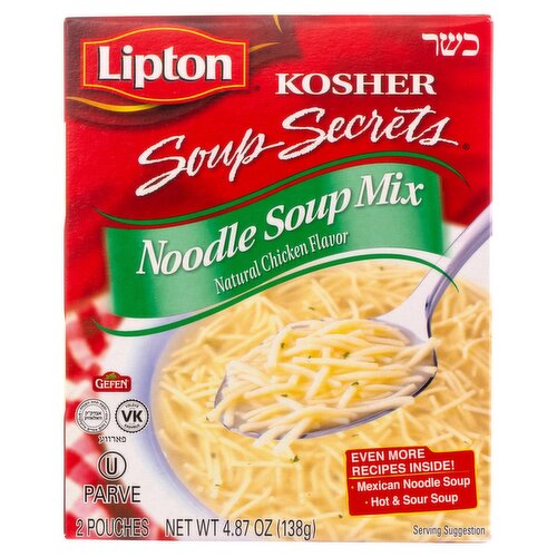 Lipton Soup Secrets Natural Kosher Chicken Flavor Noodle Soup Mix, 2 count, 4.87 oz