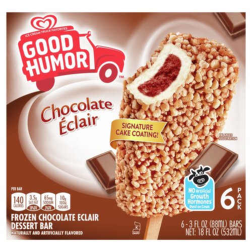 Good Humor Frozen Chocolate Eclair Dessert Bar, 3 fl oz, 6 count