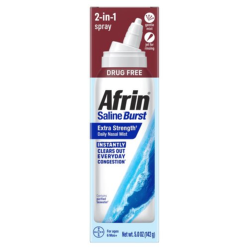 Afrin Saline Burst Extra Strength 2-in-1 Spray Daily Nasal Mist, 5.0 oz