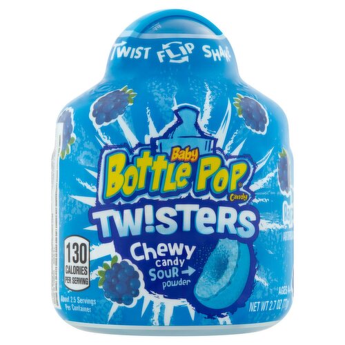 Baby Bottle Pop Twisters Blue Raspberry Chewy Candy, Ages 4+, 2.7 oz