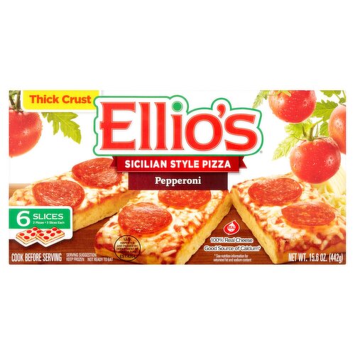Ellio's Thick Crust Pepperoni Sicilian Style Pizza, 6 count, 15.6 oz