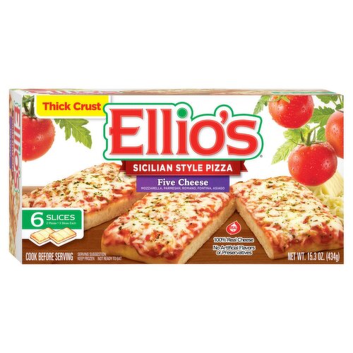 Ellio's Thick Crust Five Cheese Sicilian Style Pizza, 6 count, 15.3 oz