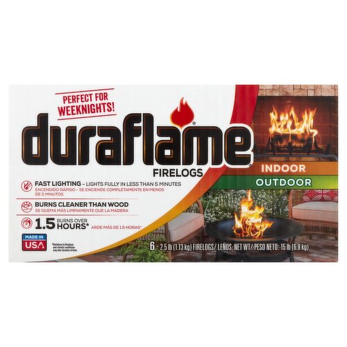 Duraflame Indoor Outdoor Firelogs, 2.5 lb, 6 count