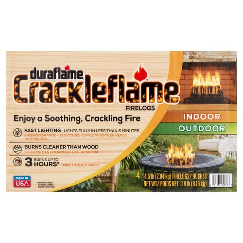 Duraflame Indoor Outdoor Crackleflame Firelogs, 18 lb, 4 count