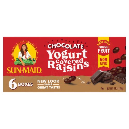 Sun-Maid Chocolate Yogurt Covered Raisins, 6 count, 6 oz