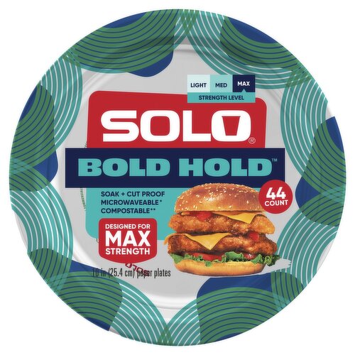 Solo Bold Hold 10 in Paper Plates, 44 count