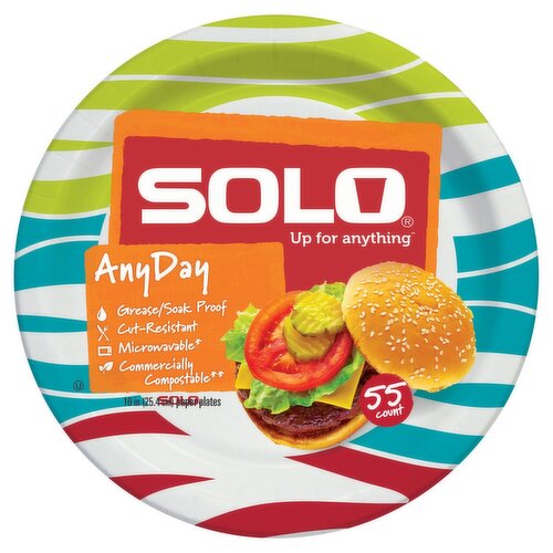 Solo Up for Anything Any Day 10 In Paper Plates, 55 count