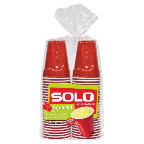 Solo Up for Anything 9 oz Squared Plastic Cups, 50 count