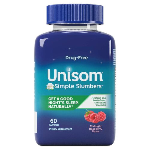 Unisom Simple Slumbers Midnight Raspberry Flavor Dietary Supplement, 60 count