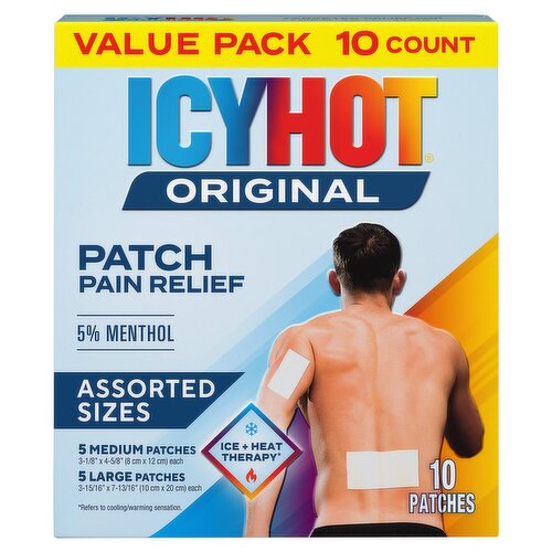 Icy Hot Original Pain Relief Assorted Sizes Patches Value Pack, 10 count
