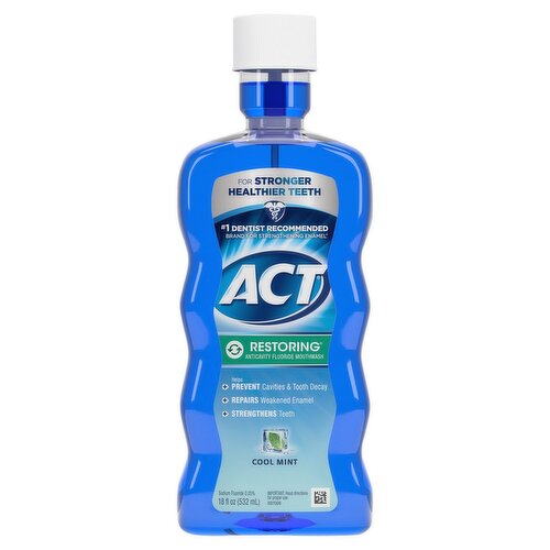 ACT Restoring Cool Mint Anticavity Fluoride Mouthwash, 18 fl oz