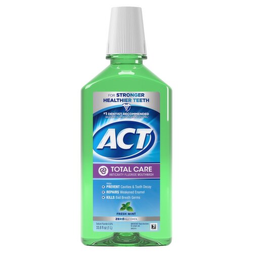 Act Total Care Zero Alcohol Fresh Mint Anticavity Fluoride Mouthwash, 33.8 fl oz