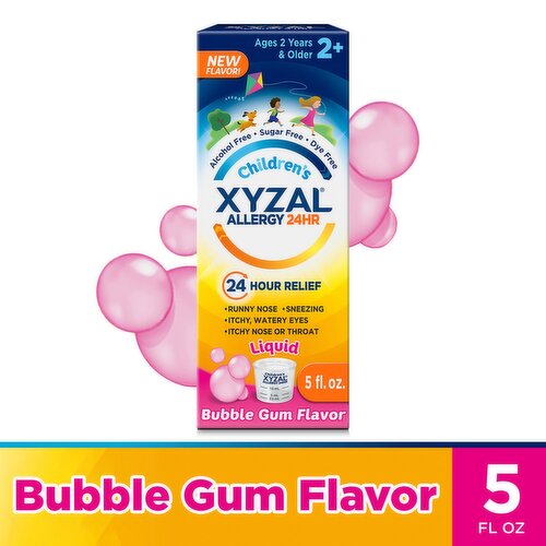 Xyzal Children's Allergy 24hr Bubble Gum Flavor Liquid, Ages 2 Years & Older, 5 fl oz