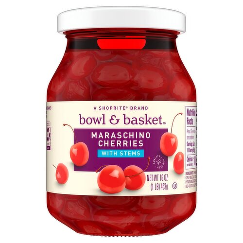 Bowl & Basket Maraschino Cherries with Stems, 16 oz