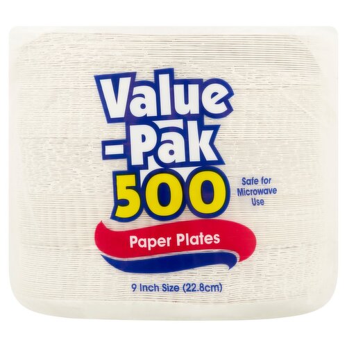 9 Inch Size Paper Plates Value-Pak, 500 count