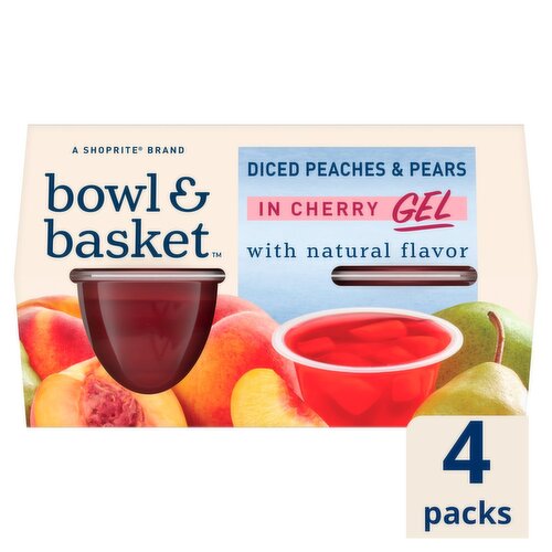 Bowl & Basket Diced Peaches & Pears in Cherry Gel, 4.3 oz, 4 count