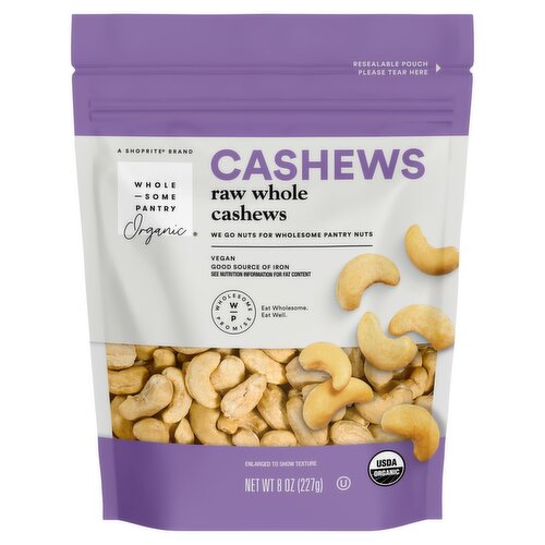 Wholesome Pantry Organic Raw Whole Cashews, 8 oz