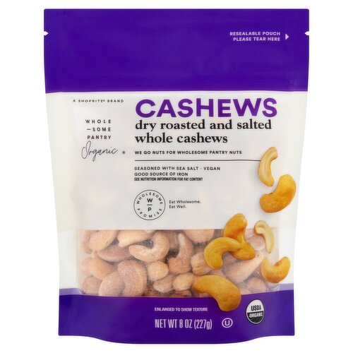 Wholesome Pantry Organic Dry Roasted and Salted Whole Cashews, 8 oz ...