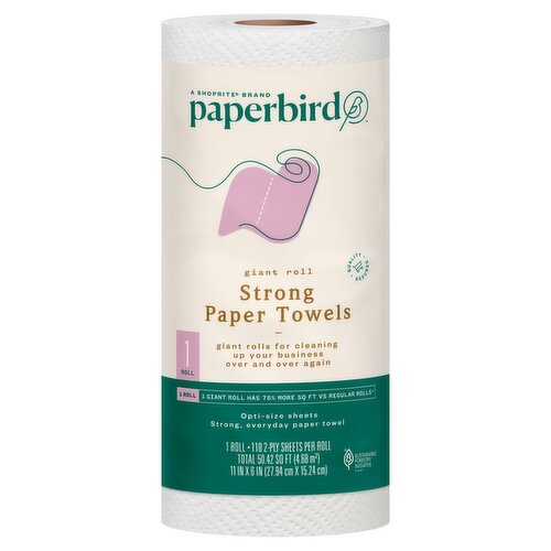Paperbird Giant Roll Strong Paper Towels, 110 2-ply sheets per roll, 1 count