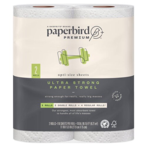 Paperbird Premium Ultra Strong Paper Towel, 110 sheets per roll, 2 count