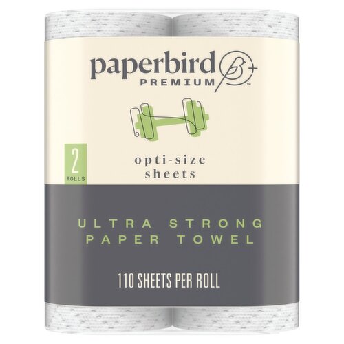 Paperbird Premium Opti-Size Sheets Ultra Strong Paper Towel, 110 sheets per roll, 2 count