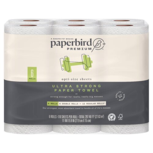 Paperbird Premium Ultra Strong Paper Towel, 110 sheets per roll, 6 count