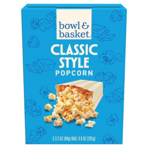 Bowl & Basket Butter Classic Style Popcorn, 3.3 oz, 3 count