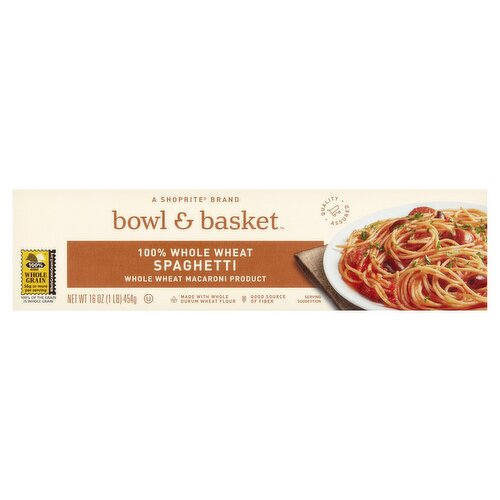 Bowl & Basket 100% Whole Wheat Spaghetti Pasta, 16 oz