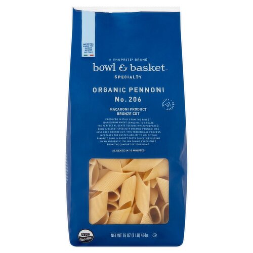 Bowl & Basket Specialty Bronze Cut Organic Pennoni No. 206 Pasta, 16 oz