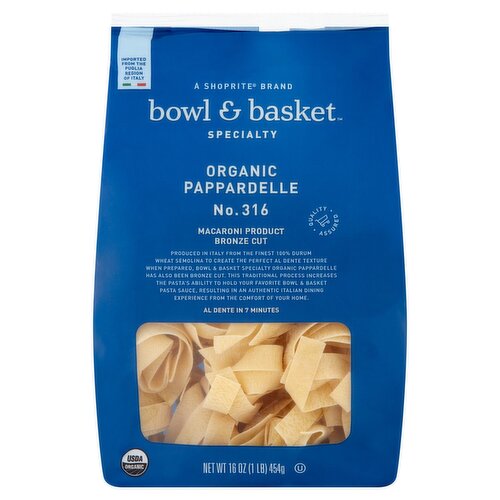 Bowl & Basket Specialty Bronze Cut Organic Pappardelle No. 316 Pasta, 16 oz