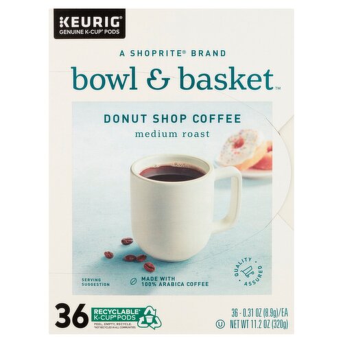 Bowl & Basket Medium Roast Donut Shop Coffee K-Cup Pods, 36 count, 11.2 oz