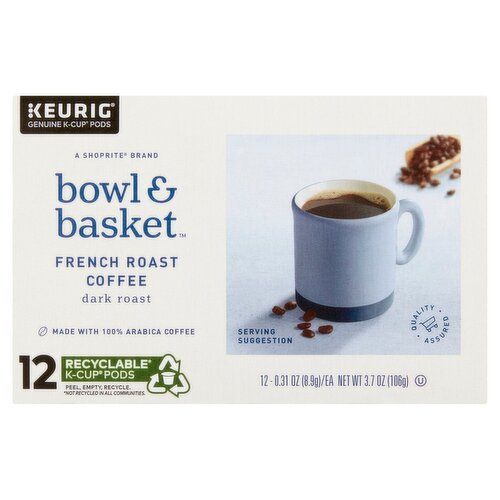 Bowl & Basket Dark Roast French Roast Coffee K-Cup Pods, 0.31 oz, 12 count