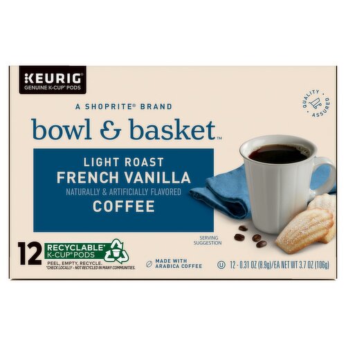 Bowl & Basket Light Roast French Vanilla Coffee K-Cup Pods, 0.31 oz, 12 count