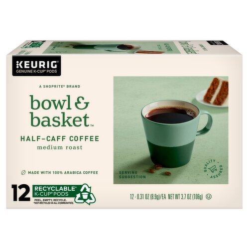 Bowl & Basket Medium Roast Half-Caff Coffee K-Cup Pods, 0.31 oz, 12 count