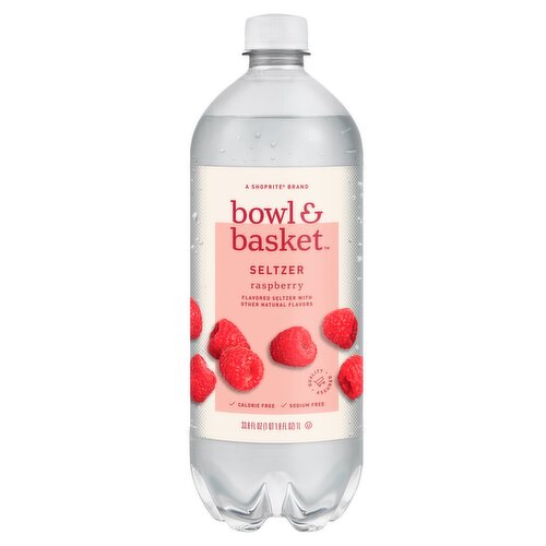 Bowl & Basket Raspberry Seltzer, 33.8 fl oz