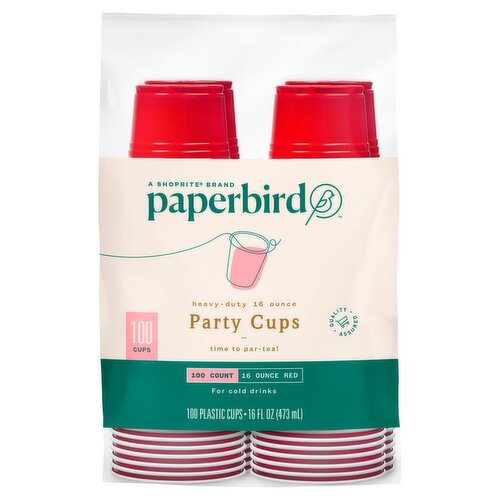 Paperbird Heavy-Duty 16 Ounce Red Party Cups, 100 count