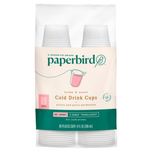 Paperbird Handy 9 Ounce Translucent Cold Drink Cups, 80 count