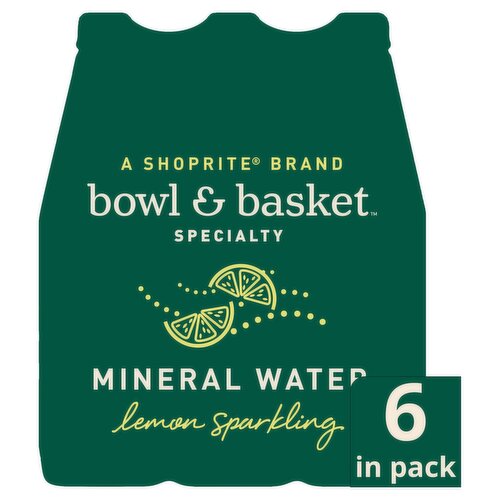 Bowl & Basket Specialty Lemon Sparkling Mineral Water, 33.8 fl oz, 6 count